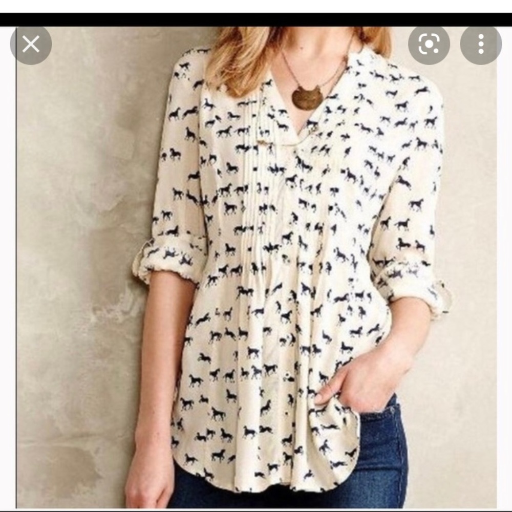 Anthropologie horse button down top